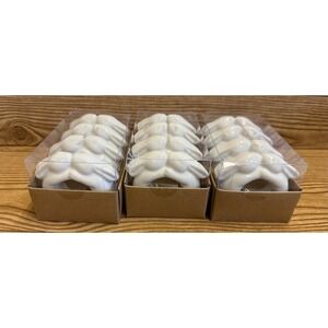 NEW Set of 12 Pottery Barn "Kissing Bunnies" White Napkin Ring Holders